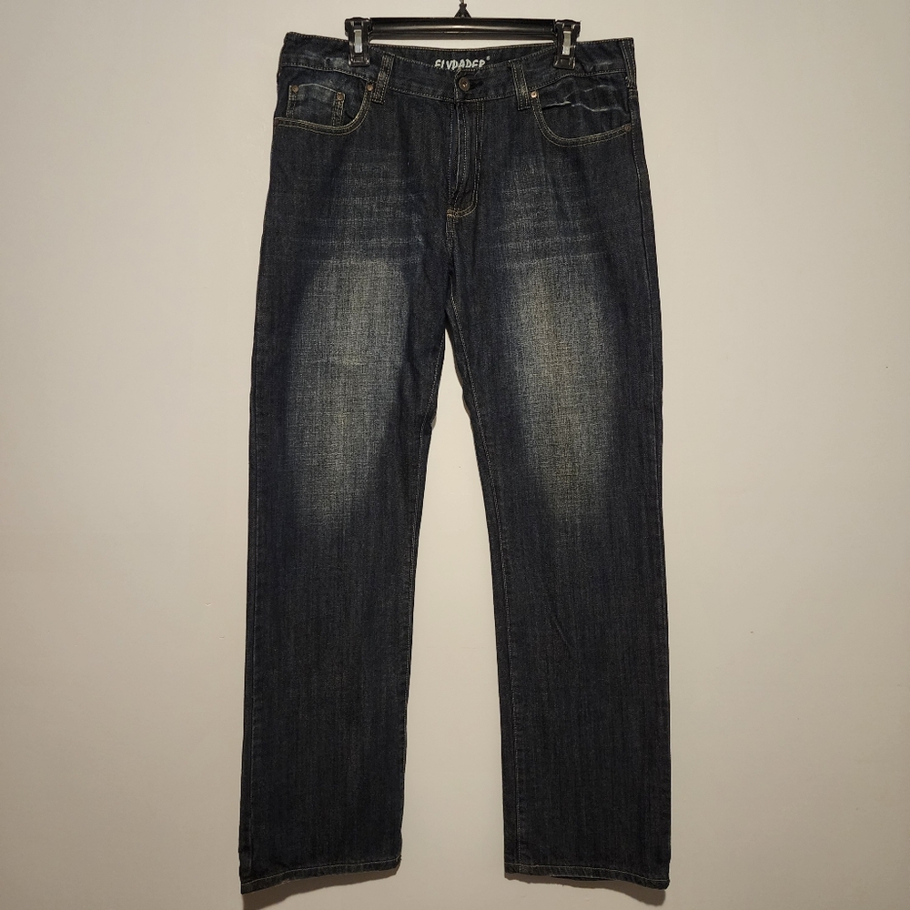 Vintage Flypaper Jeans 34x34 – 2009 Straight Fit – Dark Blue Faded Denim